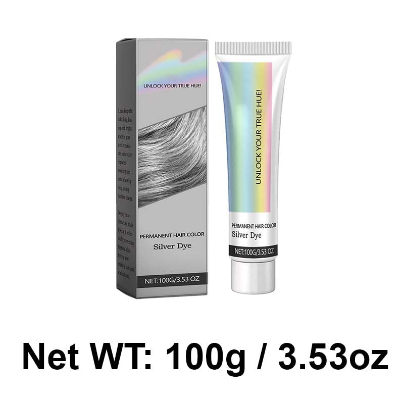 Teinture pour cheveux argentée 2 en 1 à l'extrait d'essence naturelle