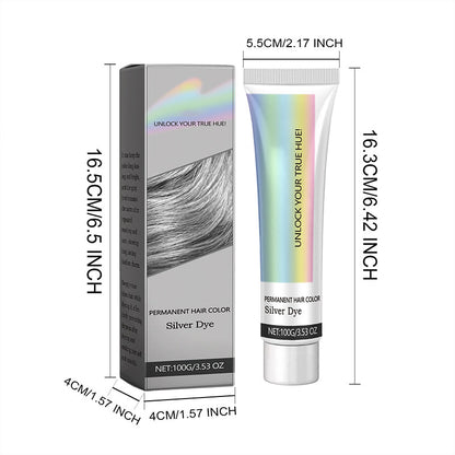 Teinture pour cheveux argentée 2 en 1 à l'extrait d'essence naturelle