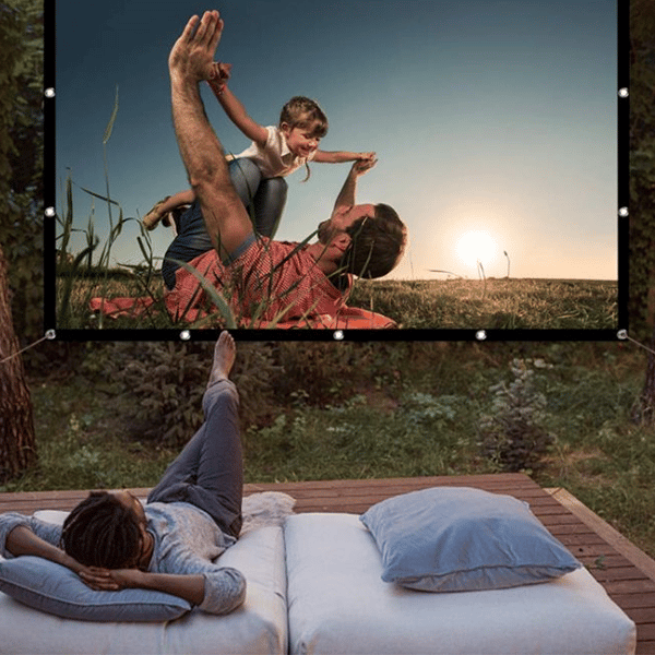 Écran Projection Portable Extérieur - Pliable et Réglable, Qualité 4K, Soirée Cinéma en Plein Air 🎬🌌