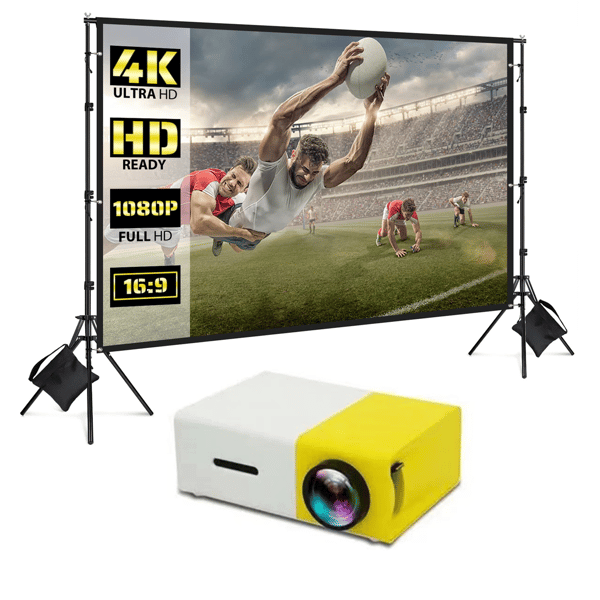 Écran Projection Portable Extérieur - Pliable et Réglable, Qualité 4K, Soirée Cinéma en Plein Air 🎬🌌