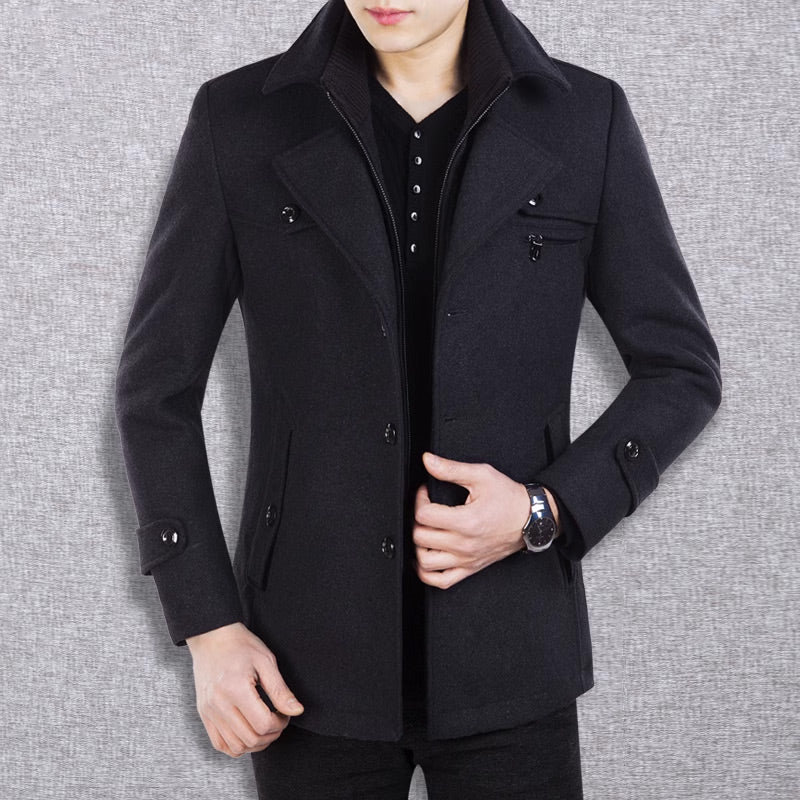 🔈50% DE RÉDUCTION!🧥MANTEAU HOMME DOUBLE COL🍂Laine Chaude Premium, Coupe Moderne pour Automne-Hiver, Style Élégant Intemporel✨