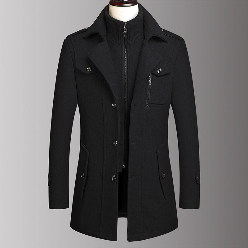 🔈50% DE RÉDUCTION!🧥MANTEAU HOMME DOUBLE COL🍂Laine Chaude Premium, Coupe Moderne pour Automne-Hiver, Style Élégant Intemporel✨