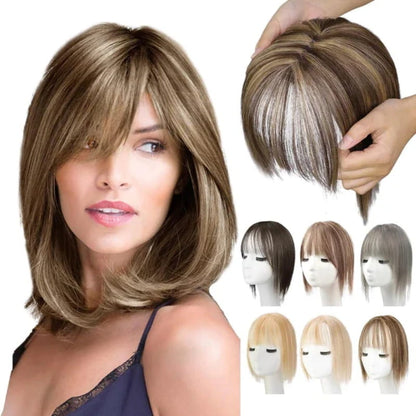 2024 Nouveau design🌸Pièce de cheveux naturelle avec frange pour Frauen💇‍♀️