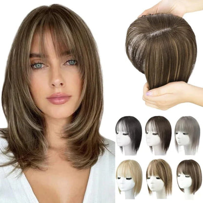 2024 Nouveau design🌸Pièce de cheveux naturelle avec frange pour Frauen💇‍♀️