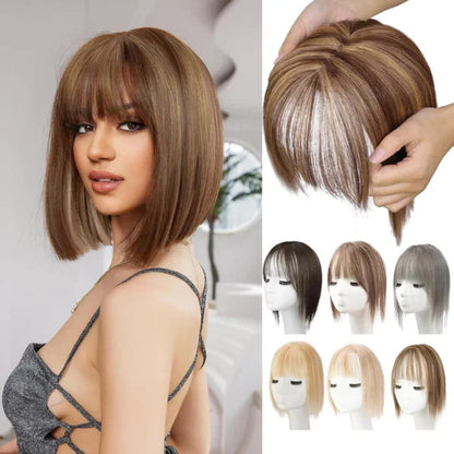 2024 Nouveau design🌸Pièce de cheveux naturelle avec frange pour Frauen💇‍♀️