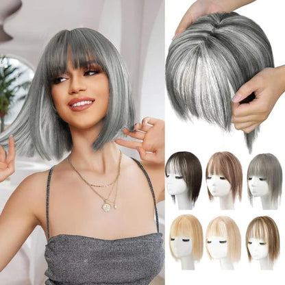 2024 Nouveau design🌸Pièce de cheveux naturelle avec frange pour Frauen💇‍♀️