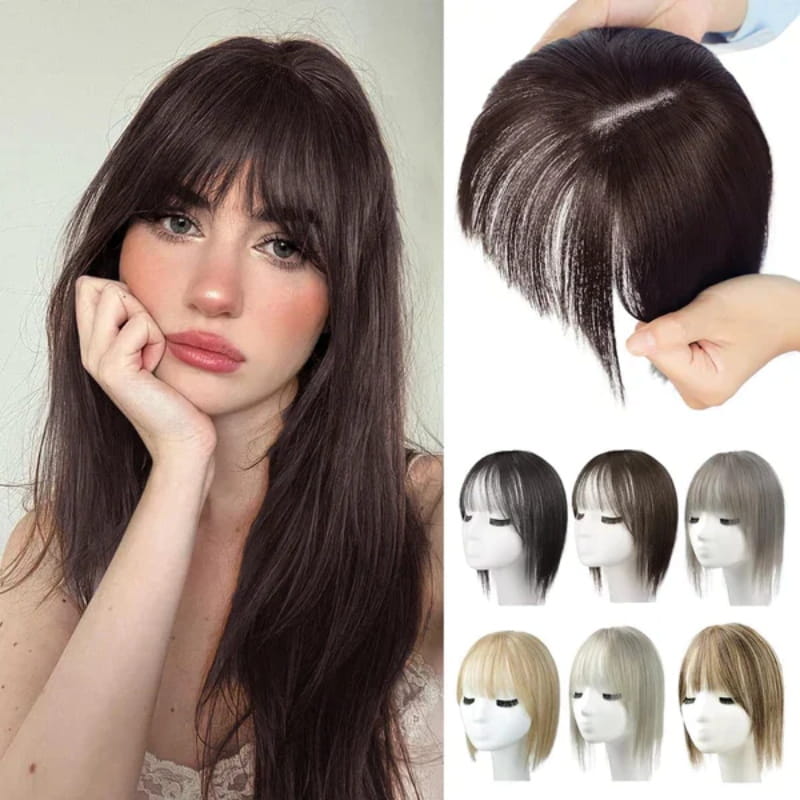 2024 Nouveau design🌸Pièce de cheveux naturelle avec frange pour Frauen💇‍♀️