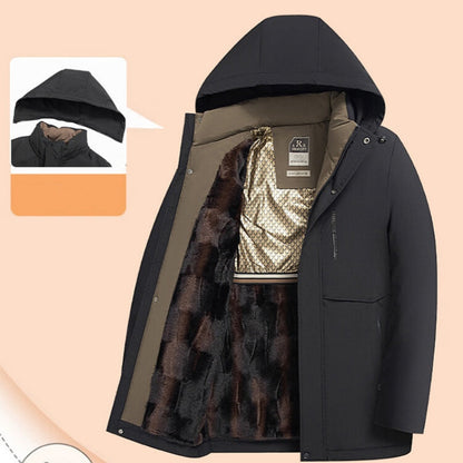 Manteau thermique d'hiver pour homme avec parka à capuche épaisse