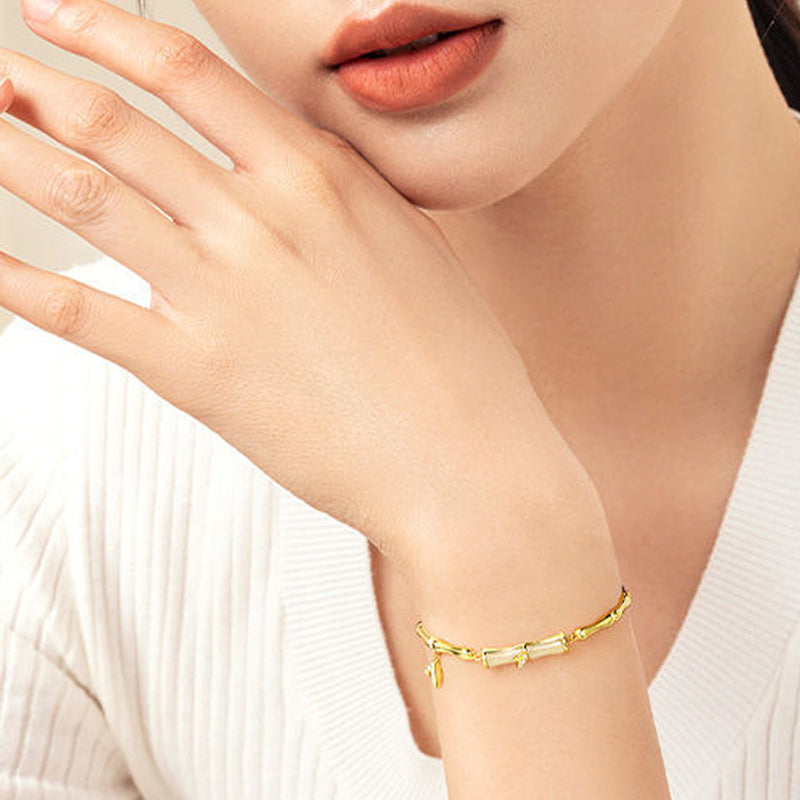 ✨ Bracelet en bambou pour femme avec chaîne élégant ✨