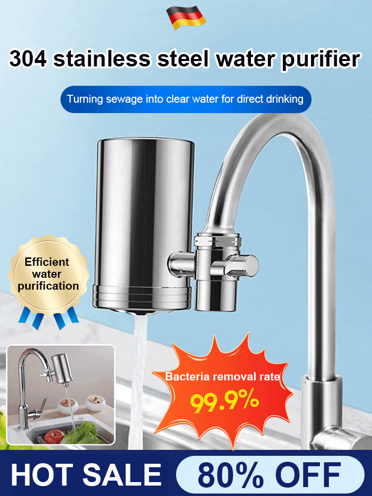 🔥Purificateur d'eau pour robinet domestique en acier inoxydable sans installation