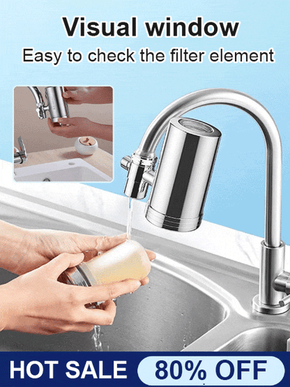 🔥Purificateur d'eau pour robinet domestique en acier inoxydable sans installation