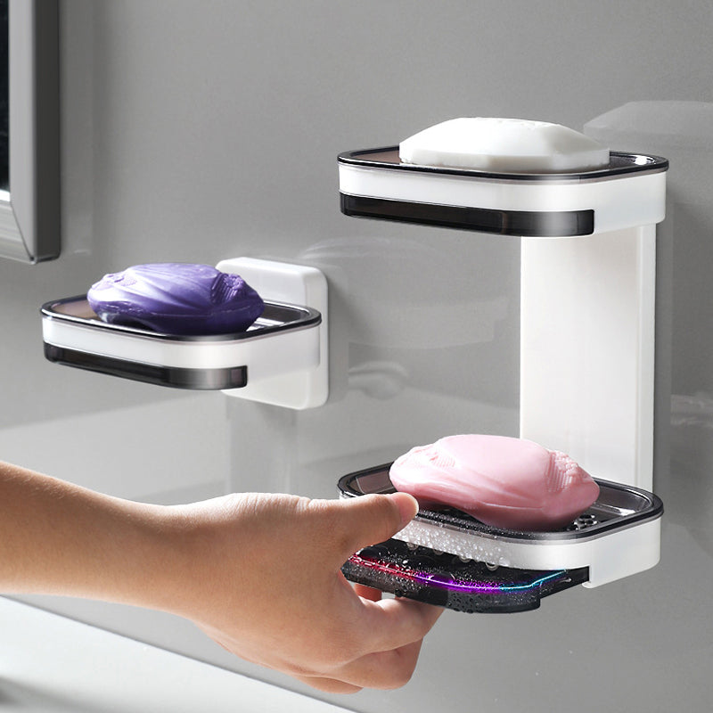 🧼✨ Porte-savon mural – 50 % de réduction ! Installation en 5 secondes, double système de drainage, pas besoin de percer : garde le savon au sec et prolonge sa durée de vie. 💪