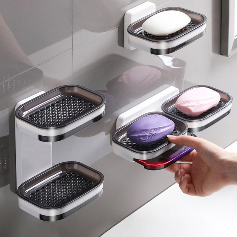 🧼✨ Porte-savon mural – 50 % de réduction ! Installation en 5 secondes, double système de drainage, pas besoin de percer : garde le savon au sec et prolonge sa durée de vie. 💪
