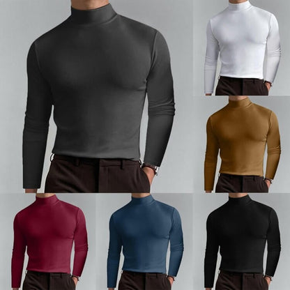 T-shirt slim fit à col montant pour homme - Tissu extensible et respirant, style moderne pour la salle de sport ou les tenues décontractées 🏃‍♂️📦