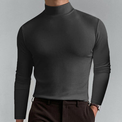T-shirt slim fit à col montant pour homme - Tissu extensible et respirant, style moderne pour la salle de sport ou les tenues décontractées 🏃‍♂️📦