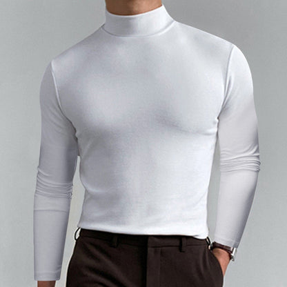 T-shirt slim fit à col montant pour homme - Tissu extensible et respirant, style moderne pour la salle de sport ou les tenues décontractées 🏃‍♂️📦