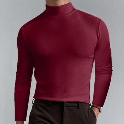 T-shirt slim fit à col montant pour homme - Tissu extensible et respirant, style moderne pour la salle de sport ou les tenues décontractées 🏃‍♂️📦