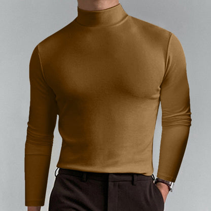 T-shirt slim fit à col montant pour homme - Tissu extensible et respirant, style moderne pour la salle de sport ou les tenues décontractées 🏃‍♂️📦
