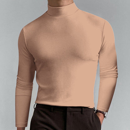T-shirt slim fit à col montant pour homme - Tissu extensible et respirant, style moderne pour la salle de sport ou les tenues décontractées 🏃‍♂️📦
