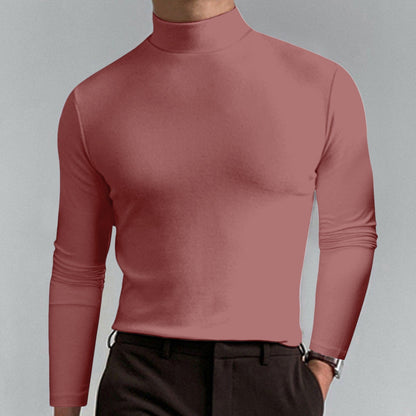 T-shirt slim fit à col montant pour homme - Tissu extensible et respirant, style moderne pour la salle de sport ou les tenues décontractées 🏃‍♂️📦