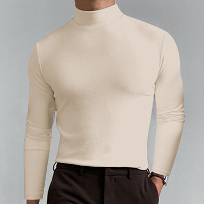 T-shirt slim fit à col montant pour homme - Tissu extensible et respirant, style moderne pour la salle de sport ou les tenues décontractées 🏃‍♂️📦