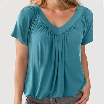 🔥Vente directe d'usine🔥T-shirt décontracté extensible à col en V pour femme