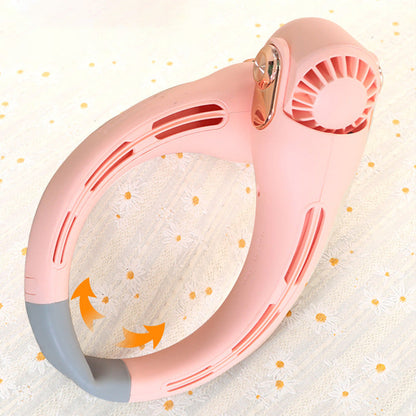 🍃🌪️ PROMO -50% ! Ventilateur de Cou Portable – Rotatif 360°, Ultra-Silencieux 45dB, 3 Vitesses, Longue Autonomie USB, Mains Libres · Blanc & Rose · Achetez-en 2 = -15€ 🎁