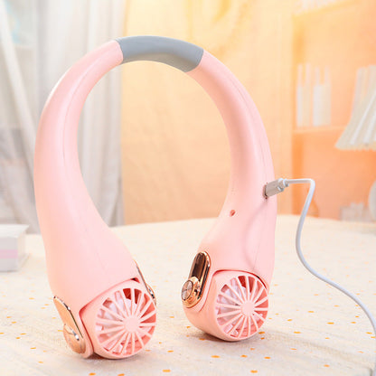 🍃🌪️ PROMO -50% ! Ventilateur de Cou Portable – Rotatif 360°, Ultra-Silencieux 45dB, 3 Vitesses, Longue Autonomie USB, Mains Libres · Blanc & Rose · Achetez-en 2 = -15€ 🎁