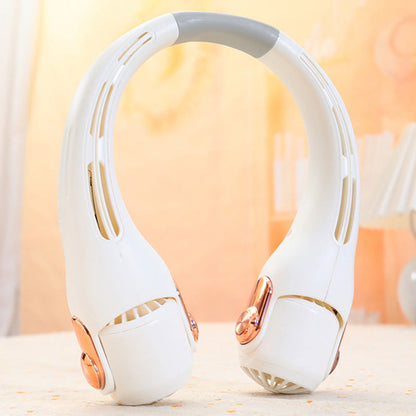 🍃🌪️ PROMO -50% ! Ventilateur de Cou Portable – Rotatif 360°, Ultra-Silencieux 45dB, 3 Vitesses, Longue Autonomie USB, Mains Libres · Blanc & Rose · Achetez-en 2 = -15€ 🎁