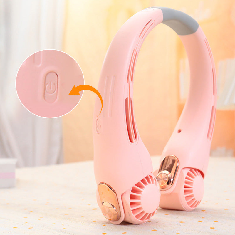 🍃🌪️ PROMO -50% ! Ventilateur de Cou Portable – Rotatif 360°, Ultra-Silencieux 45dB, 3 Vitesses, Longue Autonomie USB, Mains Libres · Blanc & Rose · Achetez-en 2 = -15€ 🎁