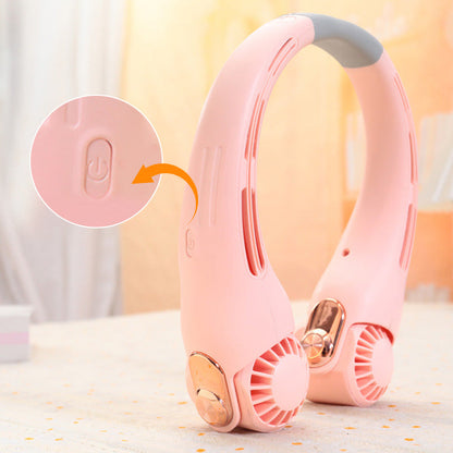 🍃🌪️ PROMO -50% ! Ventilateur de Cou Portable – Rotatif 360°, Ultra-Silencieux 45dB, 3 Vitesses, Longue Autonomie USB, Mains Libres · Blanc & Rose · Achetez-en 2 = -15€ 🎁
