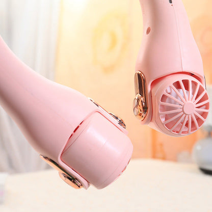 🍃🌪️ PROMO -50% ! Ventilateur de Cou Portable – Rotatif 360°, Ultra-Silencieux 45dB, 3 Vitesses, Longue Autonomie USB, Mains Libres · Blanc & Rose · Achetez-en 2 = -15€ 🎁