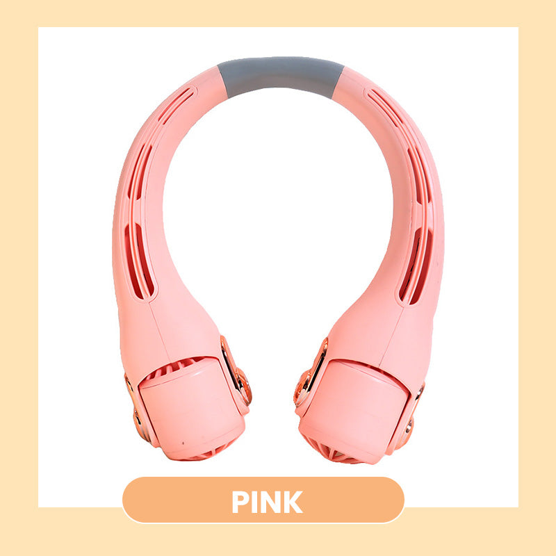🍃🌪️ PROMO -50% ! Ventilateur de Cou Portable – Rotatif 360°, Ultra-Silencieux 45dB, 3 Vitesses, Longue Autonomie USB, Mains Libres · Blanc & Rose · Achetez-en 2 = -15€ 🎁