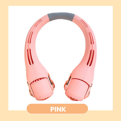 🍃🌪️ PROMO -50% ! Ventilateur de Cou Portable – Rotatif 360°, Ultra-Silencieux 45dB, 3 Vitesses, Longue Autonomie USB, Mains Libres · Blanc & Rose · Achetez-en 2 = -15€ 🎁