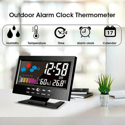 ✨⏰ Promotion du dernier jour 80% 🔥 Moniteur numérique de température et d'humidité à LED prévisions météo compteur à LED réveil