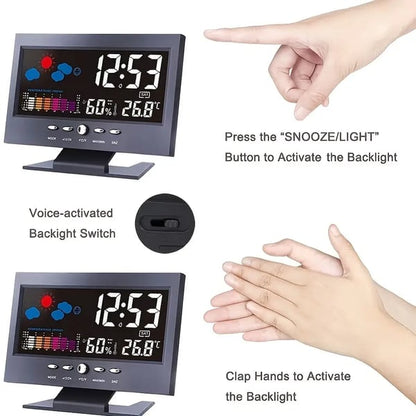 ✨⏰ Promotion du dernier jour 80% 🔥 Moniteur numérique de température et d'humidité à LED prévisions météo compteur à LED réveil