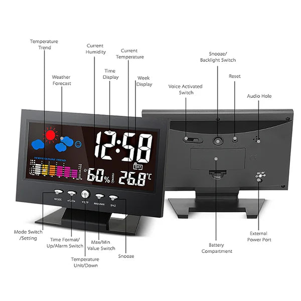 ✨⏰ Promotion du dernier jour 80% 🔥 Moniteur numérique de température et d'humidité à LED prévisions météo compteur à LED réveil