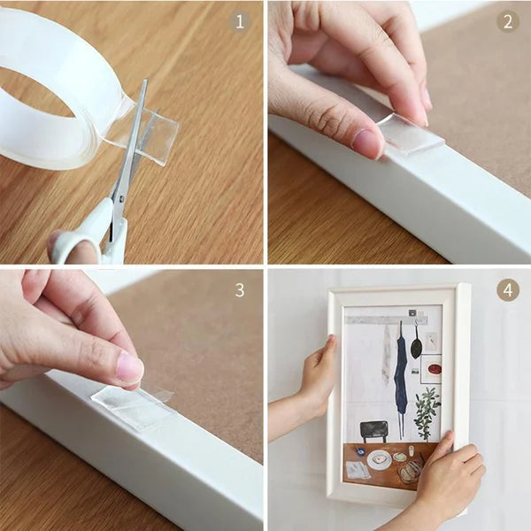 🔥🔥Ruban nano-magique transparent sans trace, poignée double face réutilisable