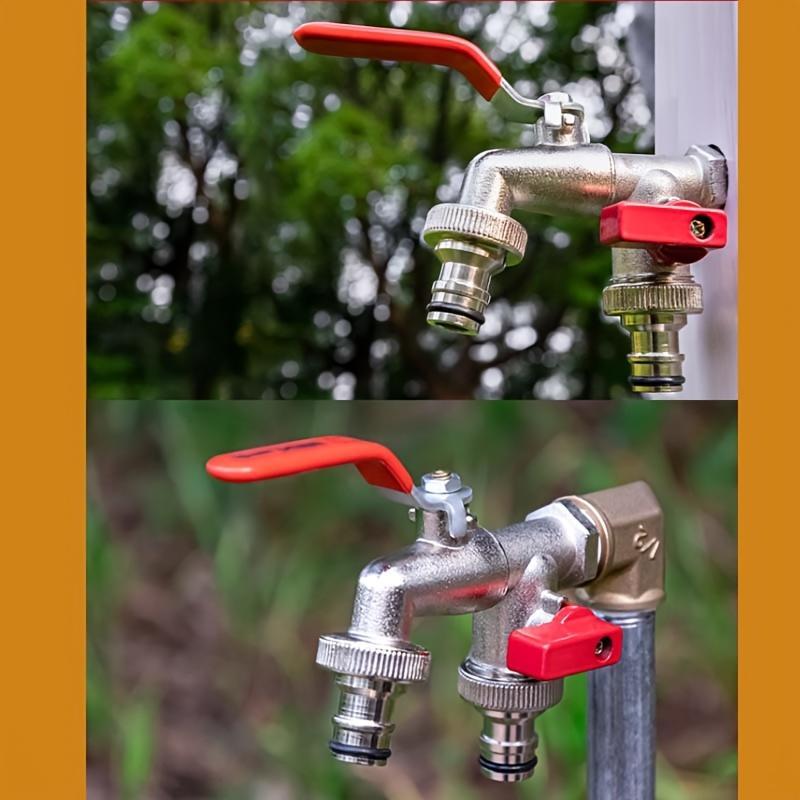🔥 PROMOTION ÉCLAIR : 50 % DE RÉDUCTION ! ⚙️ Robinet de jardin universel en acier inoxydable à double sortie – Vannes indépendantes, très résistant et facile à installer 🚰