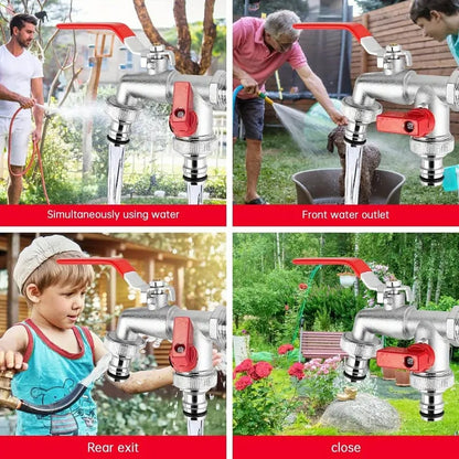 🔥 PROMOTION ÉCLAIR : 50 % DE RÉDUCTION ! ⚙️ Robinet de jardin universel en acier inoxydable à double sortie – Vannes indépendantes, très résistant et facile à installer 🚰
