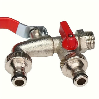 🔥 PROMOTION ÉCLAIR : 50 % DE RÉDUCTION ! ⚙️ Robinet de jardin universel en acier inoxydable à double sortie – Vannes indépendantes, très résistant et facile à installer 🚰