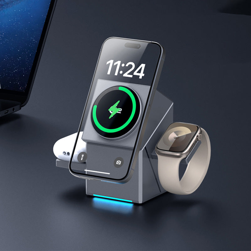 🔥Offres spéciales - Station de recharge magnétique sans fil pliable 3 en 1