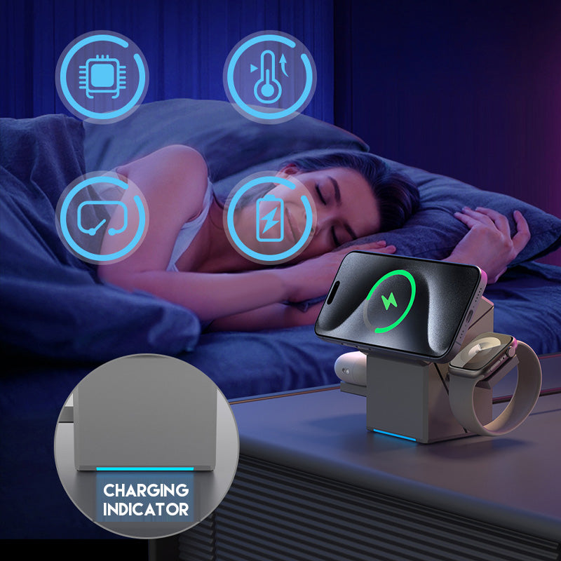🔥Offres spéciales - Station de recharge magnétique sans fil pliable 3 en 1