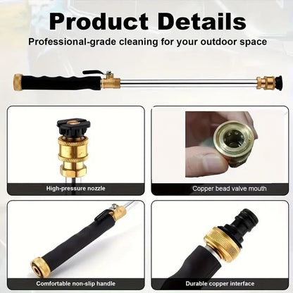 💧🔫 PROMO -50% ! Pistolet à Eau Haute Pression – 3 Buses Interchangeables, Alliage d’Aluminium & Laiton (Nettoyage Voiture & Jardin)