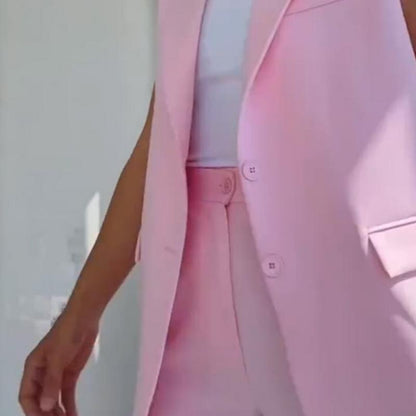 🔥50% de réduction💖 Blazer élégant sans manches et pantalon à taille haute pour femmes