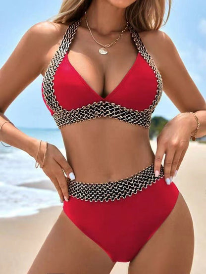 🌊 Limited Time 50% Off-Seductive Women's V-Neck Wave Swimsuit