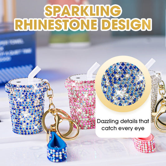 Porte-clés lait avec strass étincelant