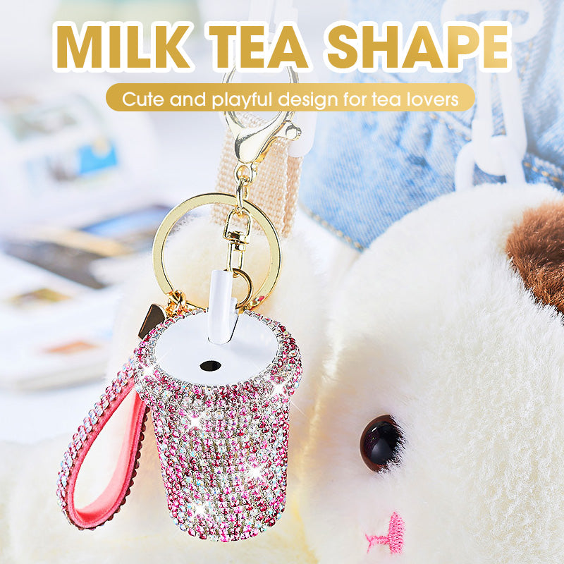 Porte-clés lait avec strass étincelant
