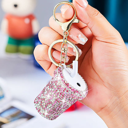 Porte-clés lait avec strass étincelant