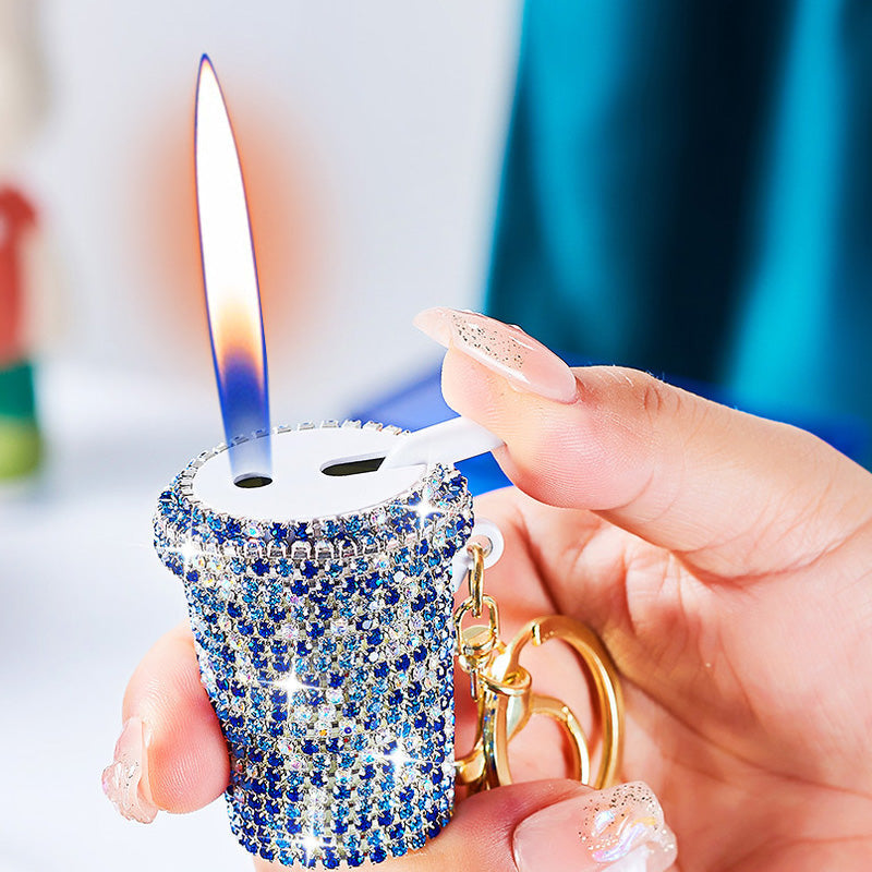 Porte-clés lait avec strass étincelant